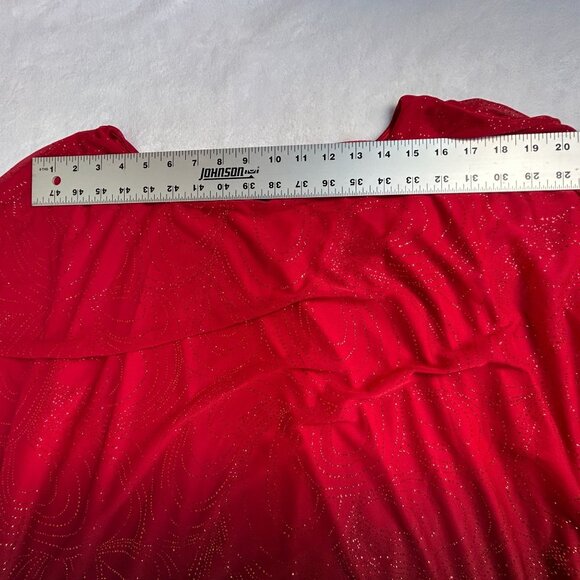 Sara Michelle Women Plus Size 3X Red & Black Ombre Glitter Poncho Top Blouse New - Picture 7 of 9